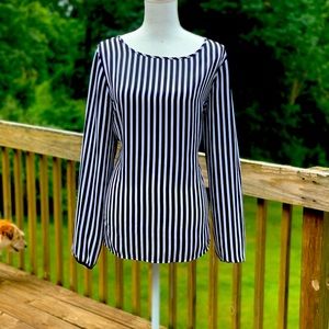 Nine West Navy & White Striped Blouse Size XL